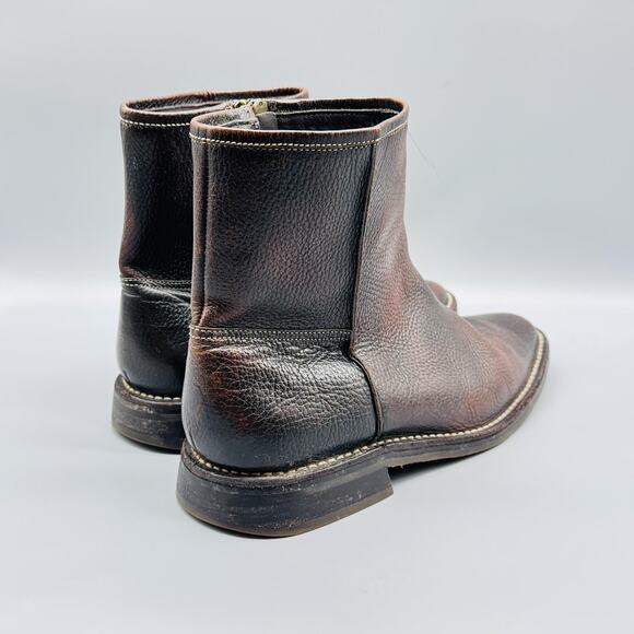 Cole Haan Boots Men 9.5 Brown Pebbled Leather Ankle Zip Classic Dress Work Vtg - Picture 7 of 11